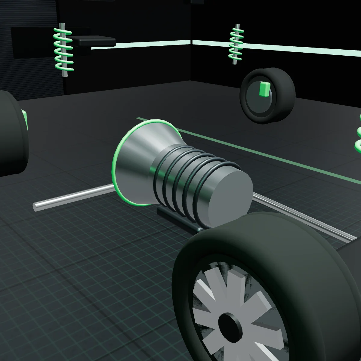 Ilustração 3D de transmissão automática com detalhes em verde